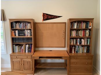 Ethan Allen Maple Desk  W Computer Pullout Shelf &  2 Bookcases