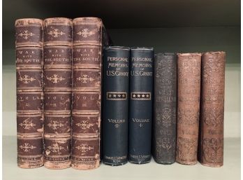 Three Vintage Military Book Sets:  War With The South, History Of The Great Rebellion & Memoirs Of U.S. Grant