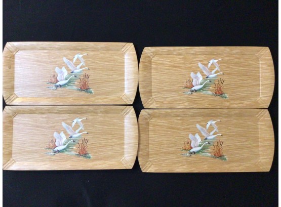 Vintage Hasko Deluxe Junior Party Trays Set Of 4 Swans