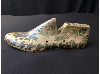 Antique Shoe Form Beautifully Painted Signed