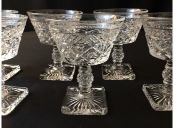 Lot Of 6 Vintage Pressed Glass Sherbet Glasses Cups