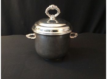 English Silver Co. Ice Bucket With Milk Glass Liner