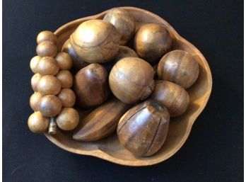 Monkey Pod Wood Bowl With Fruit