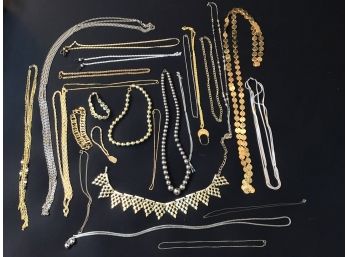 Large Lot Gold And Silver Tone Jewelry 25 Pieces