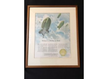 Vintage Framed & Matted Shell Helium Ad