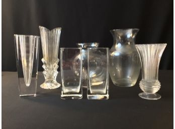 Vases Lot Including  Orrefors And Pair Of Square Vases