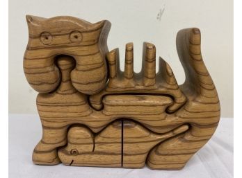 Wood Three Dimensional Cat And Mouse Desk Puzzle