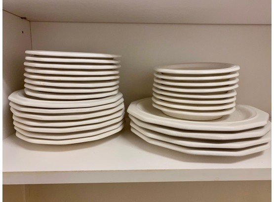 Vintage Pfaltzgraff Set Of White Dishes, Incomplete Set (27 Pieces )