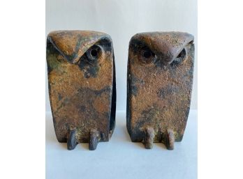 Pair Of Iron Owl Sculptures