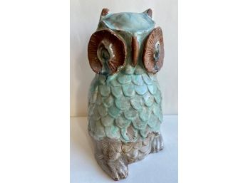 Signed Glazed Ceramic Owl Sculpture