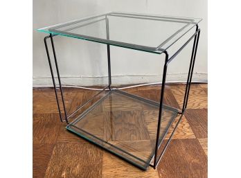 Glass Side Table With Metal Legs
