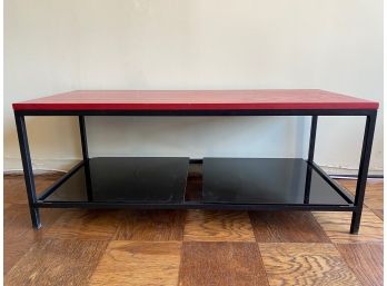Metal Coffee Table With Wood And Glass Surfaces
