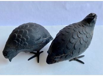 Pair Of Cast Iron Birds From Japan