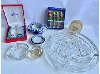 New Leonard Salt & Pepper Shakers, Glass Platter, Ashtrays, Coasters & More