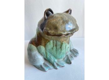 Glazed Ceramic Frog Sculpture From Merritt Island Pottery