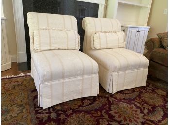 THOMASVILLE  White Slipper Chairs Pair