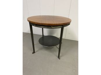 Contemporary Metal And Wood  2 Tier Side Table