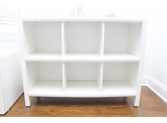 Crate And Barrel-Land Of Nod Warm White Contemporary Six Cube Bookcase