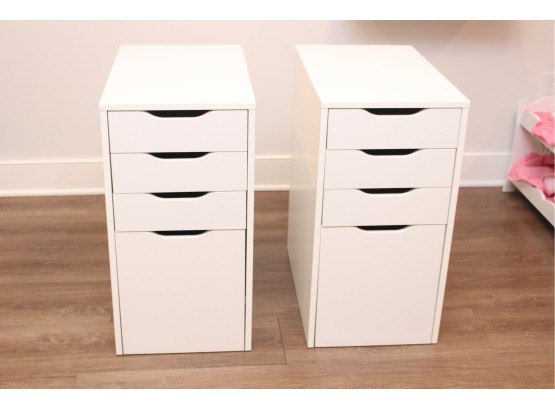 Two White Ikea Filing Cabinets