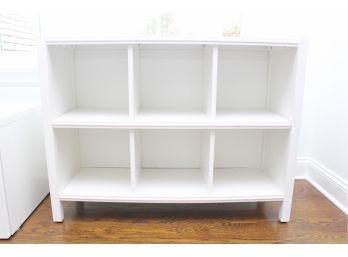 Crate And Barrel-Land Of Nod Warm White Contemporary Six Cube Bookcase