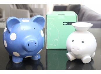 Two Cute Ceramic Piggy Banks