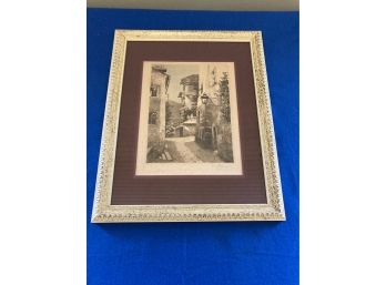Old Hand Colored Etching Pencil Signed Well Framed & Matted