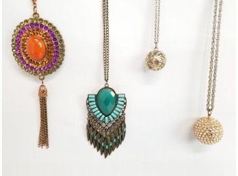 Four Fashion Long Chain Necklaces