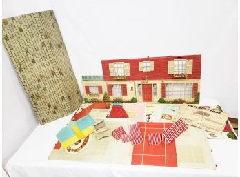 Vintage 1950s  Louis Marx Tin Dollhouse And Accessories