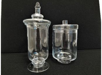 Two Large  Apothecary Decorative Glass Jars