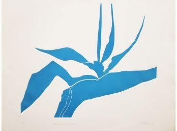 Vintage 1977 Harriet Stanton 'Blue Birds Of Paradise' Embossed Art Print #28 Of 30 Unframed