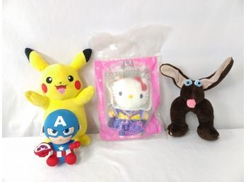 Four Stuff Animals, Sealed Mcdonald's 'Hello Kitty Queen', Pikachu & More!