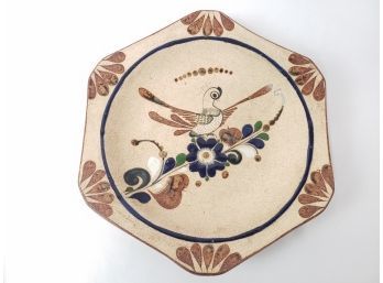 Vintage Bird Of Paradise Art Dish Mexico Signed