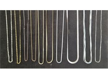 Ten Silver & Gold Tone Chain Necklaces