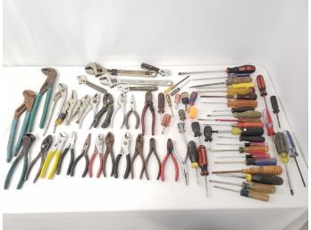 Pliers Screwdrivers And Crescent Wrenches