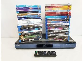 SONY Blu-Ray Disc DVD Player With 40 Blu-Ray DVD's: Disney Movies, King Kong, Transformers & More