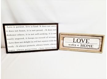 Two Framed  'Love Is' Wood Wall Art Decor