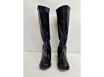 Women's Black Patent Leather Ellie  Zip Up  Boots:  Size 11
