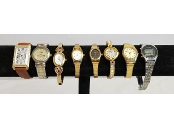 Eight Ladies Designer Wrist Watches: Citizen, Milan, Goblue, Danbury Mint