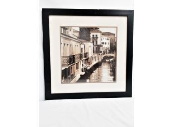 Black And White Venice Italy Canal Framed Print