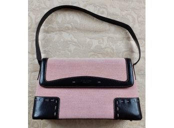 Kate Spade Pink Fabric & Black Leather Handbag