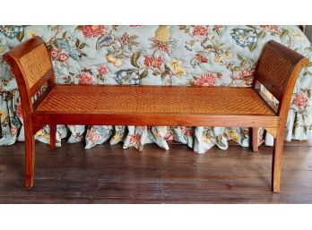 Wood And Rattan Bedroom Bench