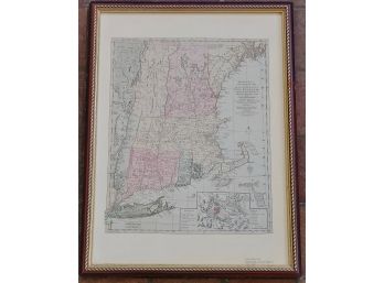 Framed Map Of New England In 1780