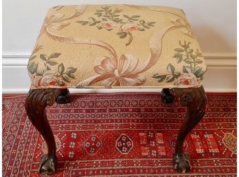 Chippendale Floral Upholstered Stool