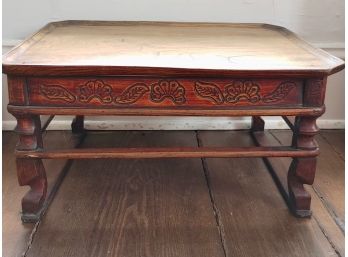 Antique Carved Quartersawn Oak Tray Table