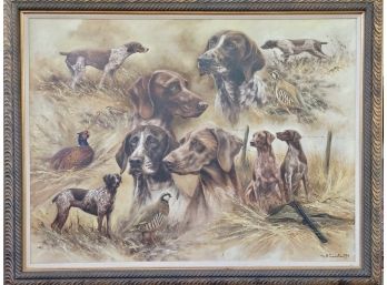 Oil On Canvas, Bird Dogs, Signed Mick Cawston