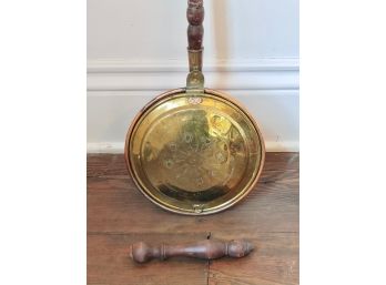 Copper And Brass Ben Warmer With Wooden Handle