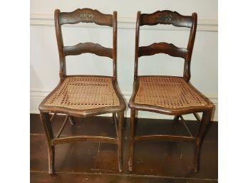 Pair Antique Cane Seat Chairs