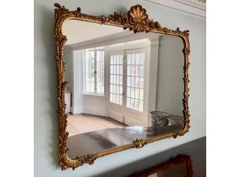 Wood Carved And Gilt Fancy Mirror With Shell Motif