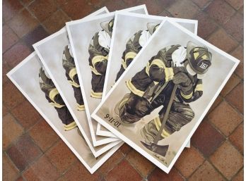 Five Chick Cole 911 Fire Fighter Signed Prints