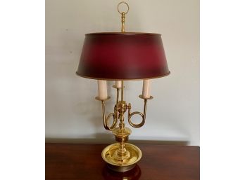 Brass Candelabra Lamp With Metal Shade